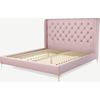 Picture of Romare Super King size Bed, Tea Rose Pink Cotton with Brass Legs