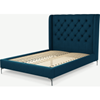 Picture of Romare Double Bed, Navy Wool with Nickel Legs
