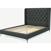 Picture of Romare King Size Bed, Etna Grey Wool with Nickel Legs