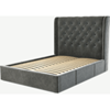Picture of Romare Double size Bed  with Drawers, Steel Grey  Velvet