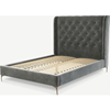 Picture of Romare Double size Bed, Steel Grey  Velvet with Copper Legs