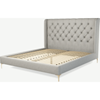 Picture of Romare Super King size Bed, Ghost Grey Cotton with Brass Legs