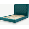 Picture of Romare Double size Bed, Tuscan Teal  Velvet with Brass Legs
