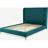 Picture of Romare King Size Bed, Tuscan Teal Velvet with Nickel Legs