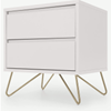 Picture of Elona Bedside Table, Ivory White & Brass
