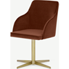 Picture of Keira Office Chair, Warm Caramel Velvet & Brass