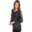 Picture of Animal Print Cold Shoulder Blouse - BLACK/SILVER