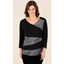 Picture of Animal Print Panelled Top - BLACK
