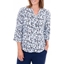 Picture of Anna Rose Animal Print Blouse With Necklace - BLUE/IVORY