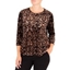 Picture of Anna Rose Animal Print Velour Top - BROWN/BLACK