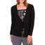 Picture of Anna Rose Double Layer Tie Front Top - BLACK/SOFT PINK/GREY