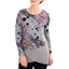 Picture of Anna Rose Embellished Knit And Georgette Top - GREY MARL/PINK