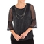 Picture of Anna Rose Glitter Mesh Top With Necklace - BLACK/SILVER