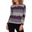 Picture of Anna Rose Knitted Jacquard Top - PURPLE/IVORY/BLACK