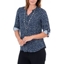 Picture of Anna Rose Printed Blouse With Necklace - BLUE/IVORY