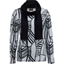 Picture of Anna Rose Printed Brushed Knit Top With Scarf - GREY/BLACK
