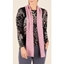 Picture of Anna Rose Printed Brushed Top With Scarf - BLACK/DUSTY PINK/GREY