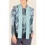 Picture of Anna Rose Printed Brushed Top With Scarf - GREY/AQUA