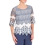 Picture of Anna Rose Printed Lace Top - NAVY/WHITE
