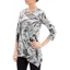 Picture of Anna Rose Printed Velour Top - GREY/AQUA