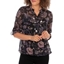 Picture of Anna Rose Sheer Floral Top With Necklace - BLACK/PINK