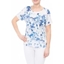 Picture of Anna Rose Short Sleeve Crochet Trim Top - IVORY/BLUE