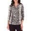 Picture of Anna Rose Snake Print Blouse With Necklace - BLACK/ECRU