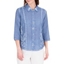 Picture of Anna Rose Washed Three Quarter Sleeve Cotton Shirt - BLUE
