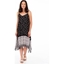 Picture of Border Print Sleeveless Midi Dress - BLACK/ECRU