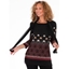 Picture of Border Print Top With Scarf - BERRY/BLACK - XXL