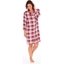 Picture of Checked Long Sleeve Nightshirt - BERRY/CORAL