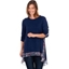 Picture of Chiffon Panel Oversized Knit Top - NAVY/PINK