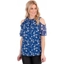 Picture of Cold Shoulder Printed Chiffon Top - COBALT - 12
