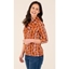 Picture of Cowl  Neck Printed  Brushed Knit Top - ORANGE