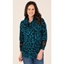 Picture of Cowl Neck Animal Print Brushed Knit Top - TEAL/BLACK - S