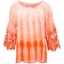 Picture of Crochet Trim Dip Dye Smocked Top - TANGERINE/WHITE - 12