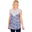 Picture of Crochet Trimmed Sleeveless Print Top - FRENCH BLUE/WHITE