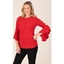 Picture of Diamente Trim Bell Sleeve Top - RED - S
