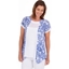 Picture of Dip Hem Tunic With Printed Panels - WHITE/SAPPHIRE - S