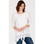 Picture of Double Layer Tie Front Dip Hem Tunic - WHITE - 14