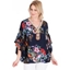 Picture of Embellished Floral Print Top - NAVY MULTI - 14