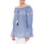 Picture of Embroidered Smocked Cotton Top T CHAMBRAY