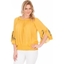 Picture of Embroidered Three Quarter Sleeve Smocked Top USTARD