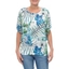 Picture of Exotic Floral Print And Embellished Short Sleeve Top - AQUA/LIME