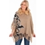 Picture of Faux Fur Trim Knitted Poncho - CAMEL - M