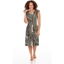 Picture of Feather Print Pleated Midi Dress - GREENS