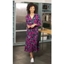 Picture of Floral Print And Pleated Long Sleeve Midi Dress - MIDNIGHT/PINK - 12