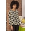 Picture of Floral Printed Chiffon Bubble Hem Top - BLACK/YELLOW