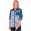 Picture of Floral Printed Panel Denim Shirt - DENIM BLUE