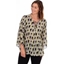 Picture of Georgette Leaf Printed Pleat Top - BLACK/STONE/LIME - 18